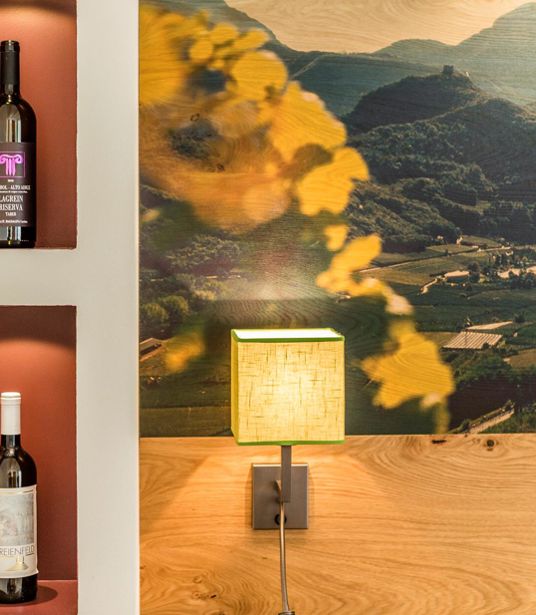 Gemälde und Weinflaschen - Doppelzimmer Wein-Panorama